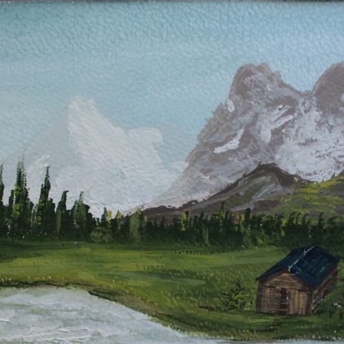 Schilderij - Berghut van stilte